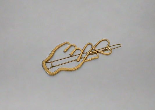 Finger Heart Gold Hair Pin